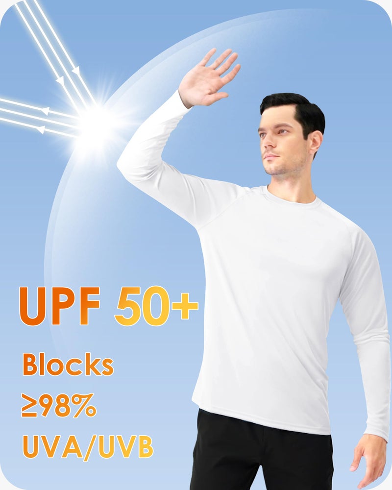 Boladeci قمصان شمسية للرجال بأكمام طويلة UPF 50+ خفيفة الوزن وقابلة للتنفس وتجف بسرعة (بيضاء) - Image 3